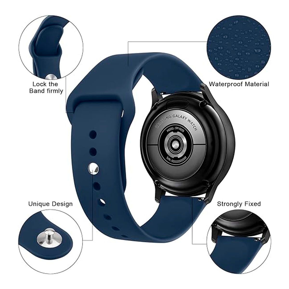 JOIGO - Correa de Goma Compatible Con Samsung Galaxy Watch 20mm Azul