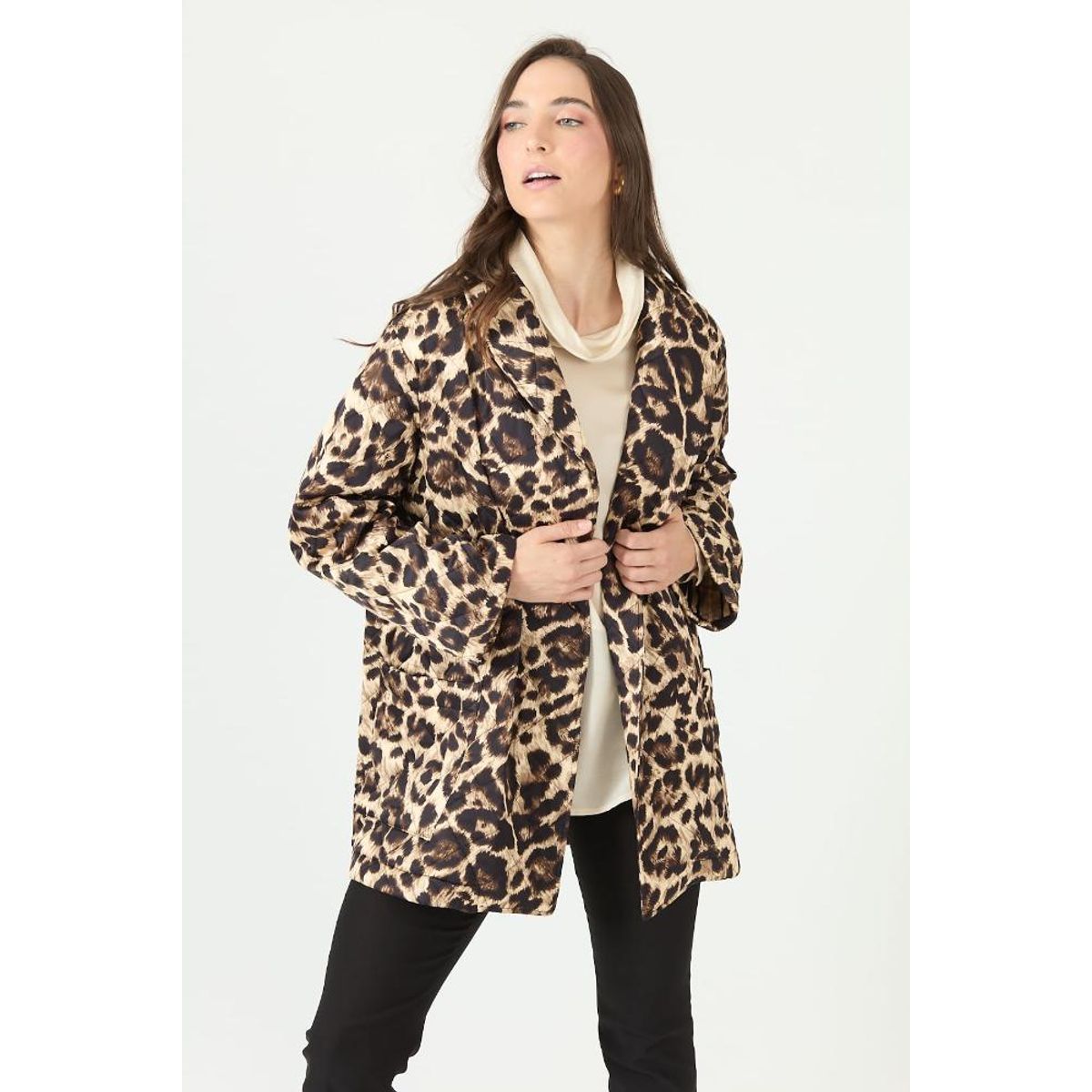 PRIVILEGE - Chaqueta beige animal print PRIVILEGE 2233