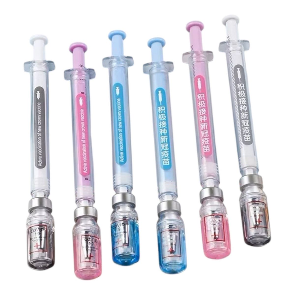 INVENCIBLE - COMBO 6 LAPICERO JERINGA GEL BOLIGRAFO LAPIZ VACUNA NC60