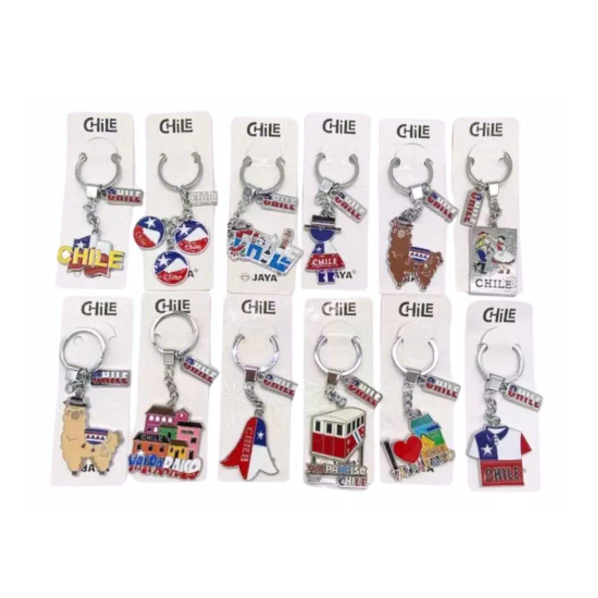 GENERICO - Llaveros Tipicos Chile Regalo Recuerdo Ciudades Chile Pack 12 Unidades