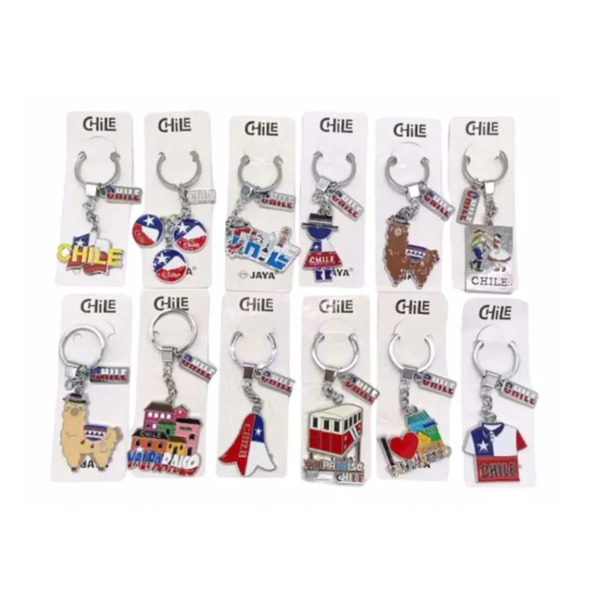 GENERICO - Llaveros Tipicos Chile Regalo Recuerdo Ciudades Chile Pack 12 Unidades