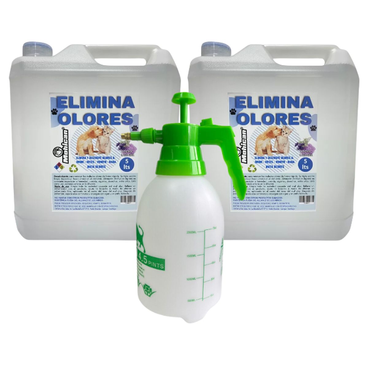 MOHICAN - PROMO 2 ELIMINA OLORES ORINA Y HECES LAVANDA 5LT + FUMIG 2L