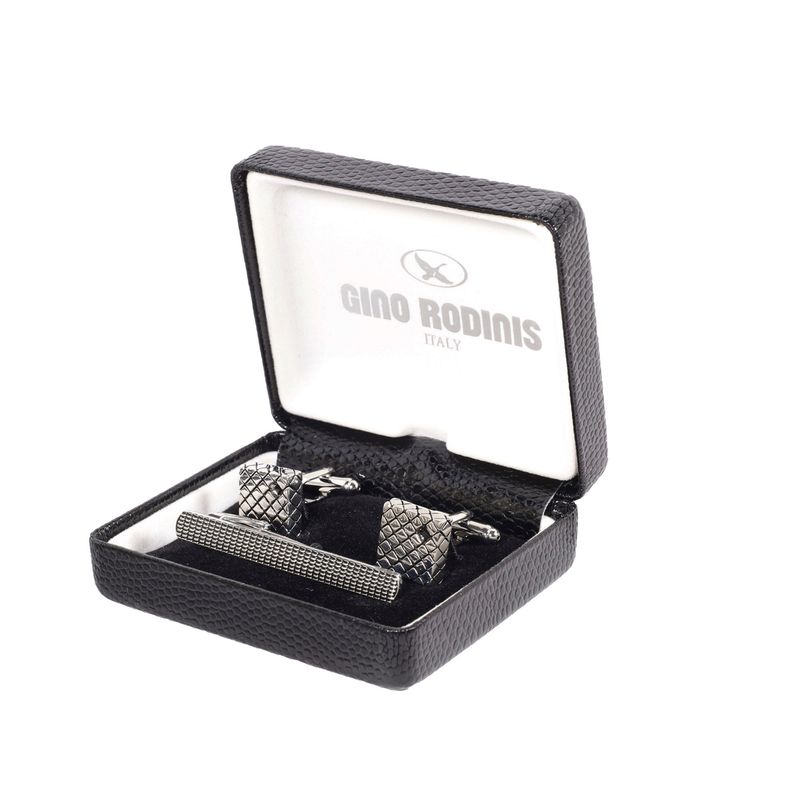 GINO RODINIS - Set de Pasador de Corbata y Colleras Gino Rodinis PAS031 Plateado