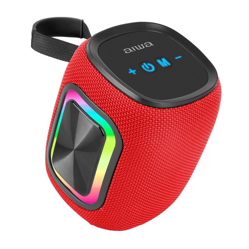 AIWA - Parlante Bluetooth Aiwa 12w Radio Fm Luz Rgb Aw-kb61 Rojo