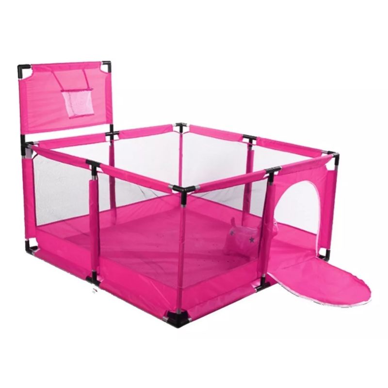 GENERICO - Corral Seguridad Bebes Con Aro de Basket 128cm Color Rosa