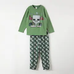 MINECRAFT - Pijama Oficial "Dodge This!" con Estampado Integral - Niños 6-12 Años