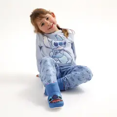 DISNEY - Conjunto Pijama Buzo Niña Lilo & Stitch One Celeste
