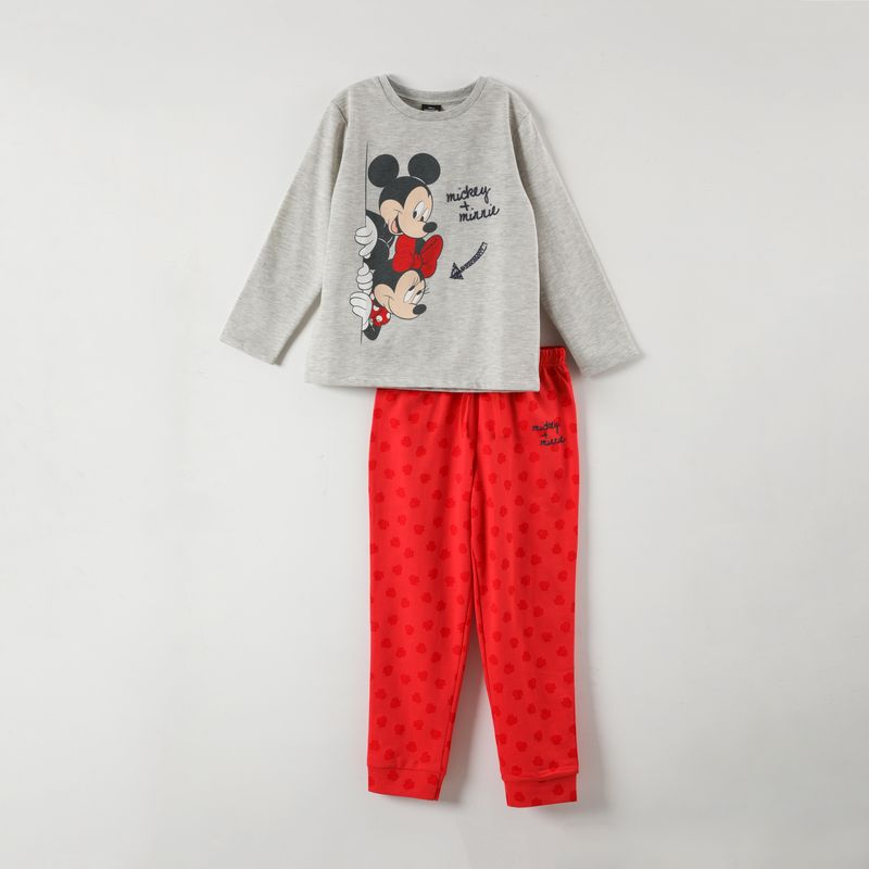 DISNEY - Pijama Minnie Mouse Polera y Pantalón con Corazones - Niñas 2-8 Años