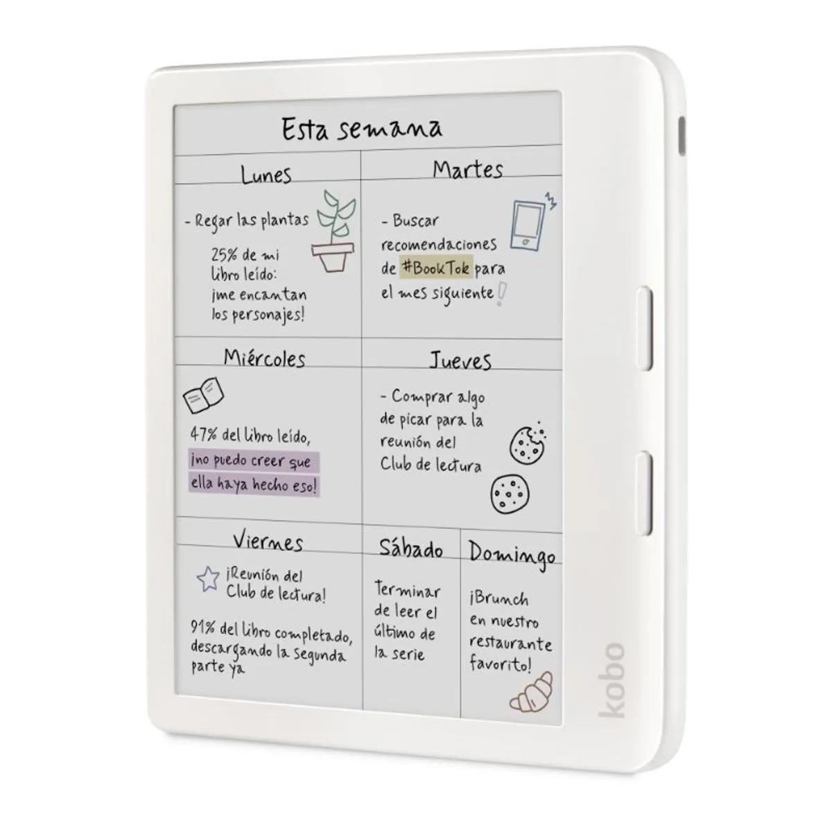 KOBO - Lector e Reader Kobo Libra Colour Blanco con Funda SleepCover Negro