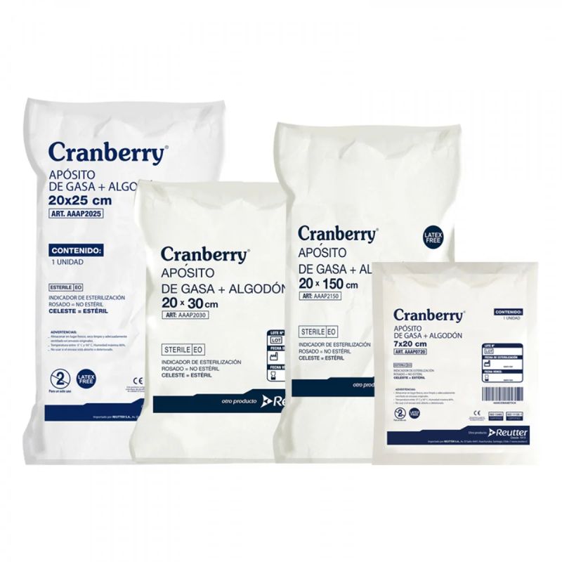 CRANBERRY - Aposito Gasa + Algodon Esteril 7X10 Bolsa 10 Un