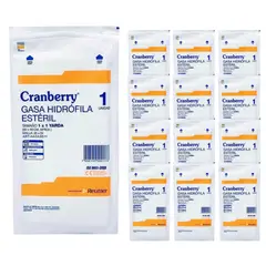 CRANBERRY - Gasa Hidrófila Estéril 1X1 Yarda 90X90 Bolsa 12 Un