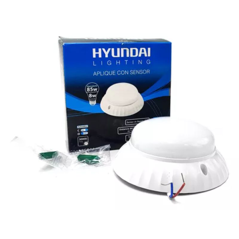 HYUNDAI LIGHTING - Aplique Led Sensor Movimiento 8w 6500k Hyundai Color Blanco Frio