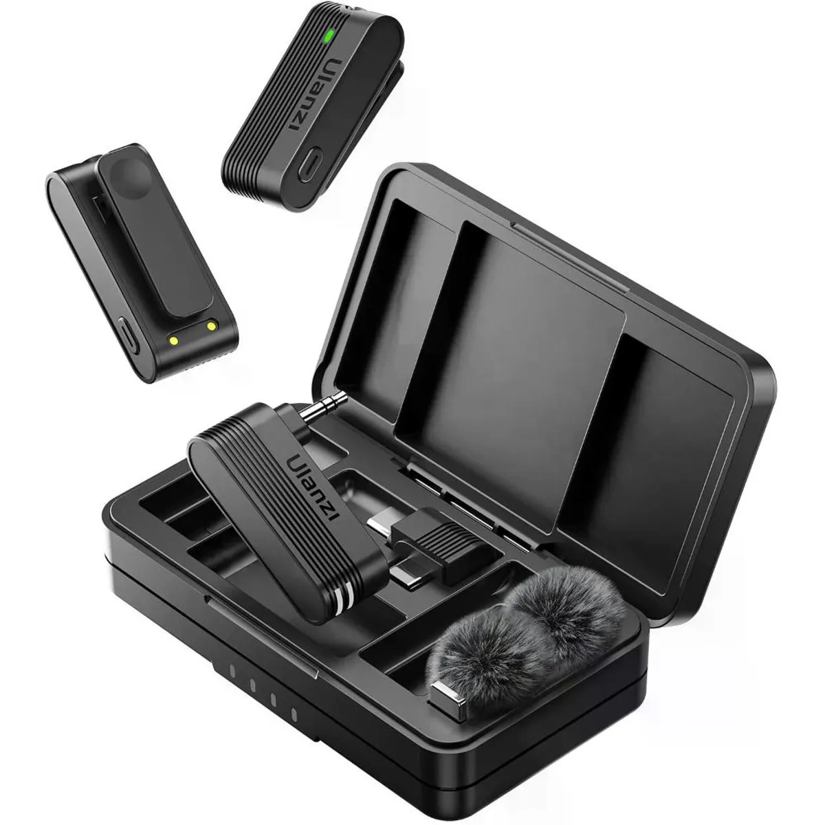 ULANZI - Ulanzi A100 Micrófono Doble Inalámbrico USB-C y 35mm TRS Con Caja de Carga