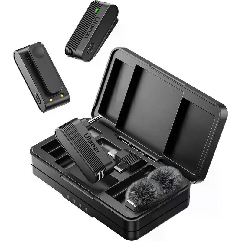 ULANZI - Ulanzi A100 Micrófono Doble Inalámbrico USB-C y 35mm TRS Con Caja de Carga