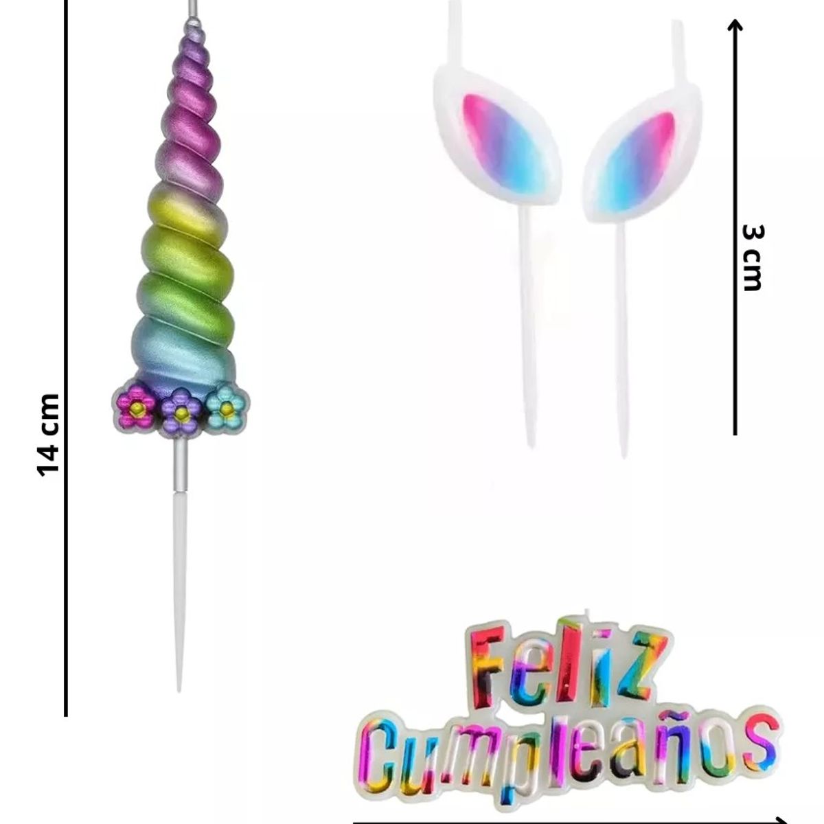 GENERICO - Set 4 Velas De Cumpleaños Adornos Para Tortas Unicornio