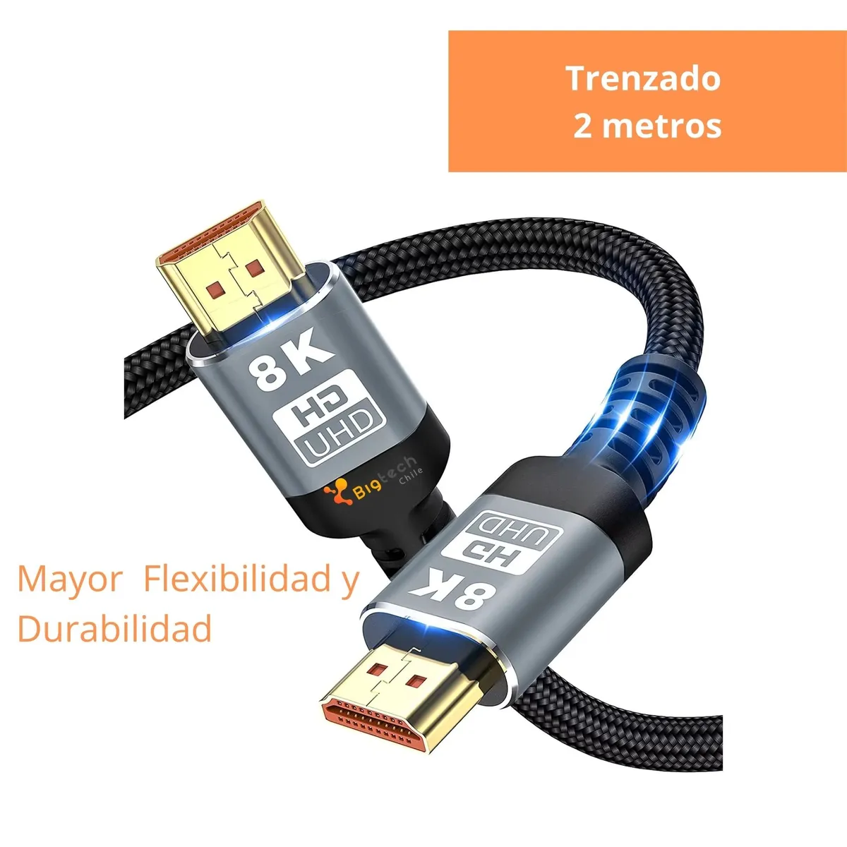 UNIVERSAL - Cable Hdmi version 2.1 8k 60hz 4k 120hzTrenzado 2 metros