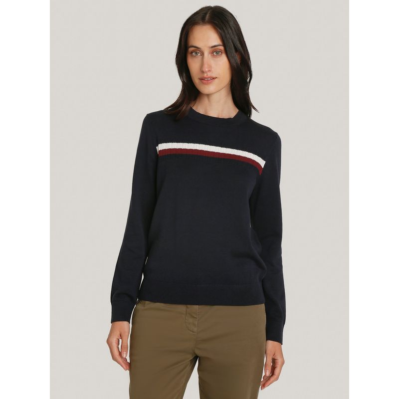 TOMMY HILFIGER - Sweater Global Stripe Con Logo Azul Tommy Hilfiger