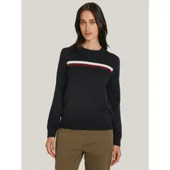 TOMMY HILFIGER - Sweater Global Stripe Con Logo Azul