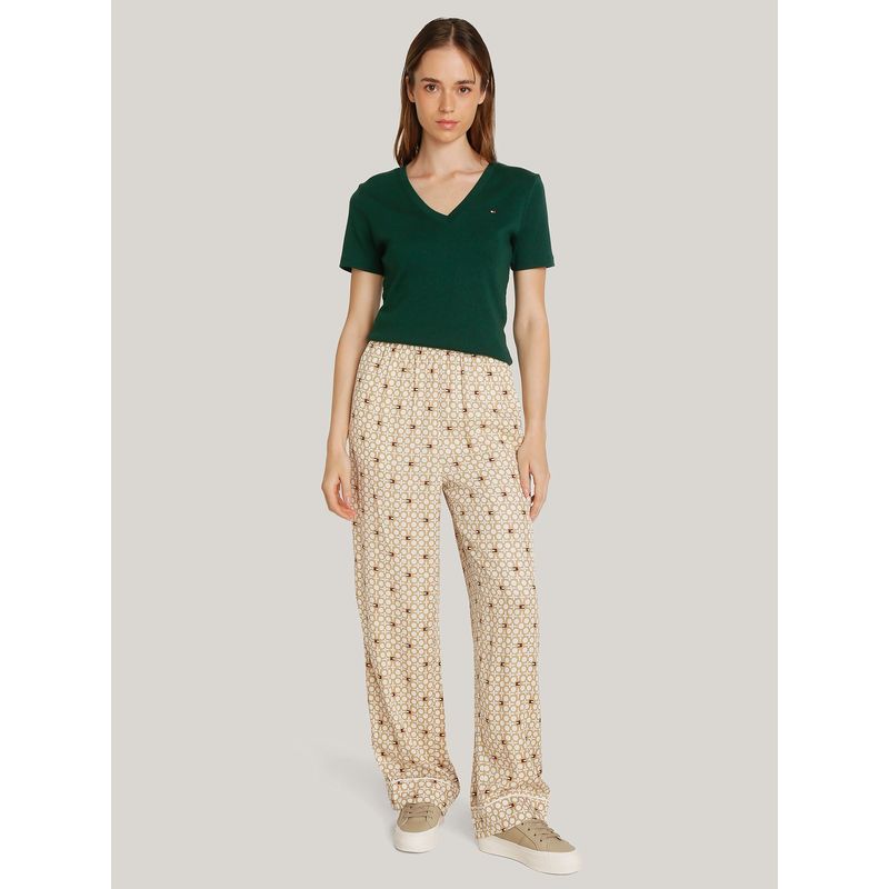 TOMMY HILFIGER - Pantalón De Rayas Con Corte Amplio Beige Tommy Hilfiger