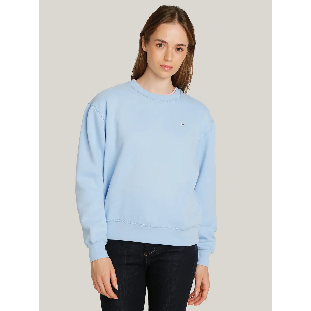 TOMMY HILFIGER - Polerón Solid Con Bandera Bordada Celeste Tommy Hilfiger