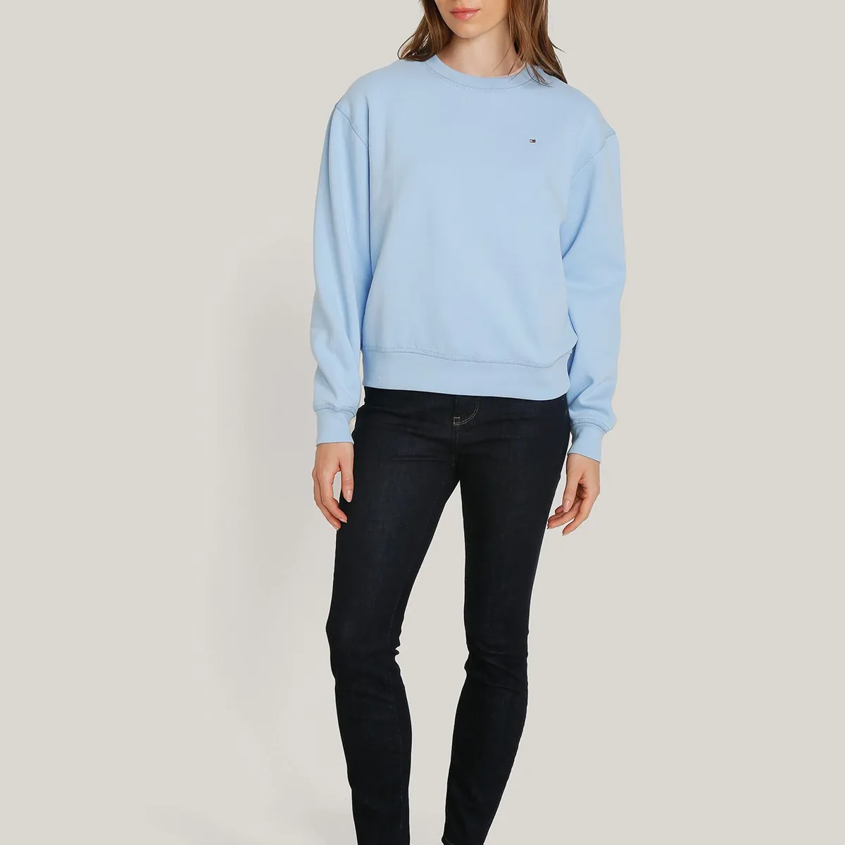 TOMMY HILFIGER - Polerón Solid Con Bandera Bordada Celeste Tommy Hilfiger