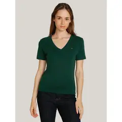 TOMMY HILFIGER - Polera A Rayas V-Neck Slim Fit Verde