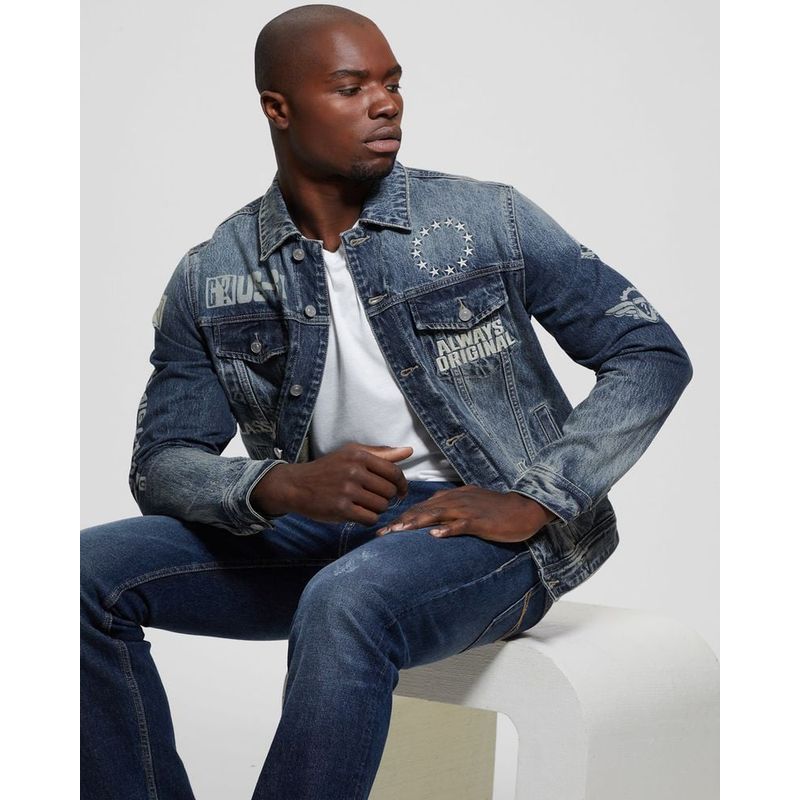 GUESS - Chaqueta Dean Jacket Hombre Azul