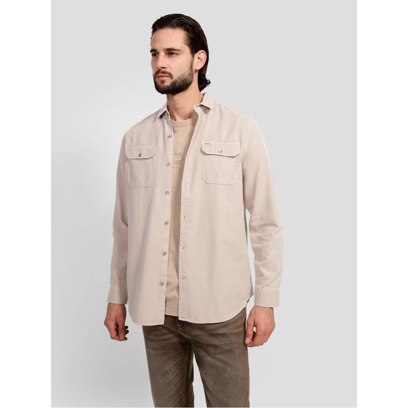GUESS - Camisa Ls Collins Pockets Shirt Hombre Beige