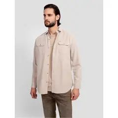GUESS - Camisa Ls Collins Pockets Shirt Hombre Beige