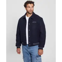 GUESS - Chaqueta Melton Bomber Hombre Azul