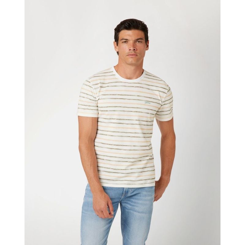 GUESS - Polera Ss Cn Striped Tee Hombre Beige
