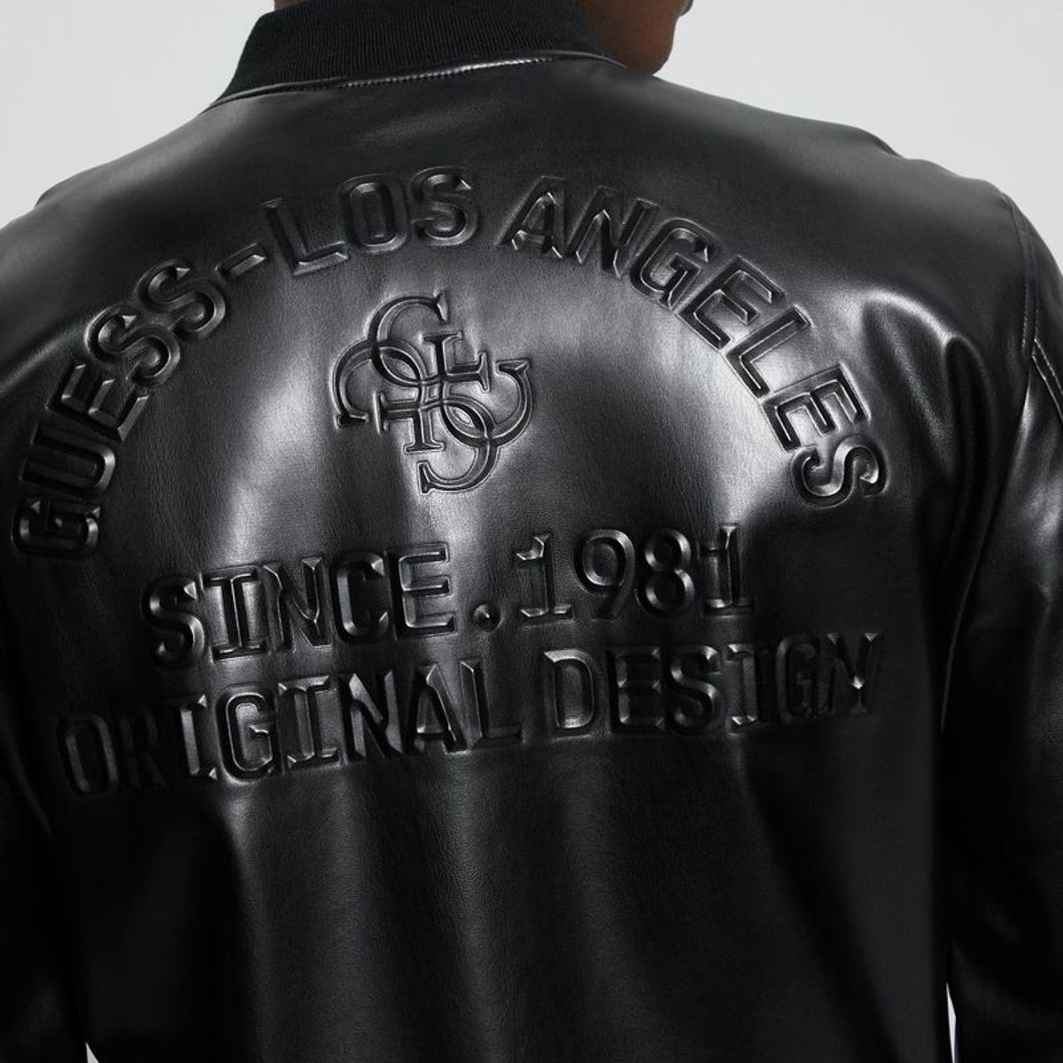 GUESS - Chaqueta District Faux Leather Bomber Hombre Negro