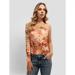 GUESS - Blusa One Sleeve Heidi Printed Top Mujer Multicolor