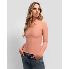 GUESS - Polera Ls Amira Logo Placket Top Mujer Rosado