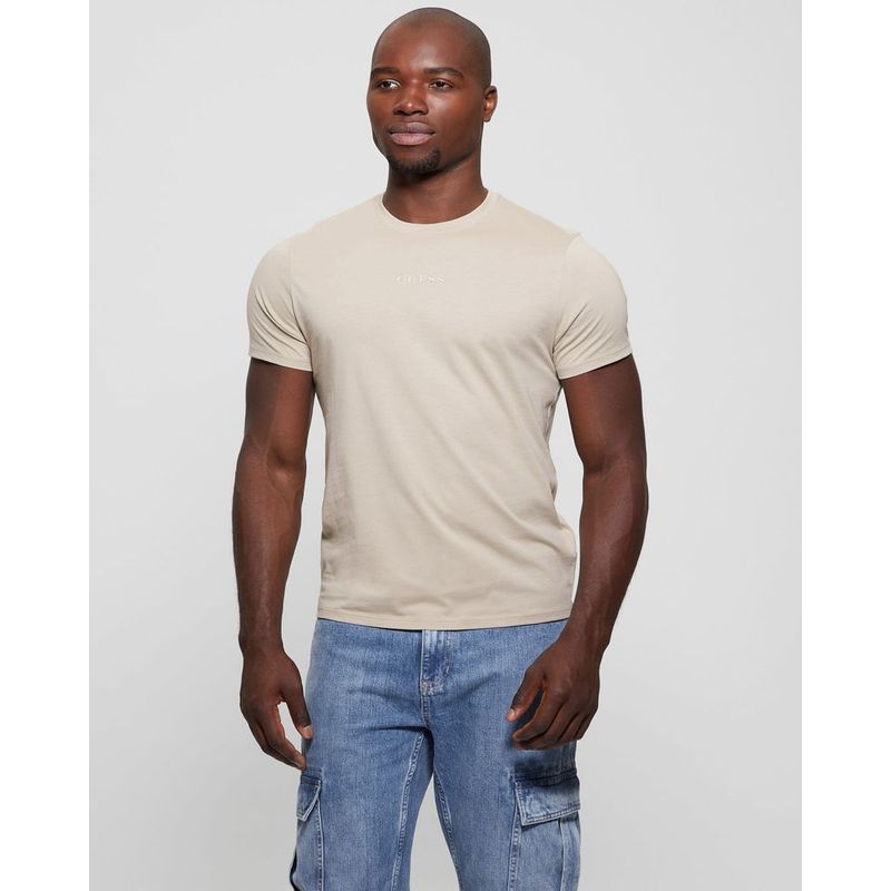 GUESS - Polera Ss Emb Pima Crew Hombre Beige
