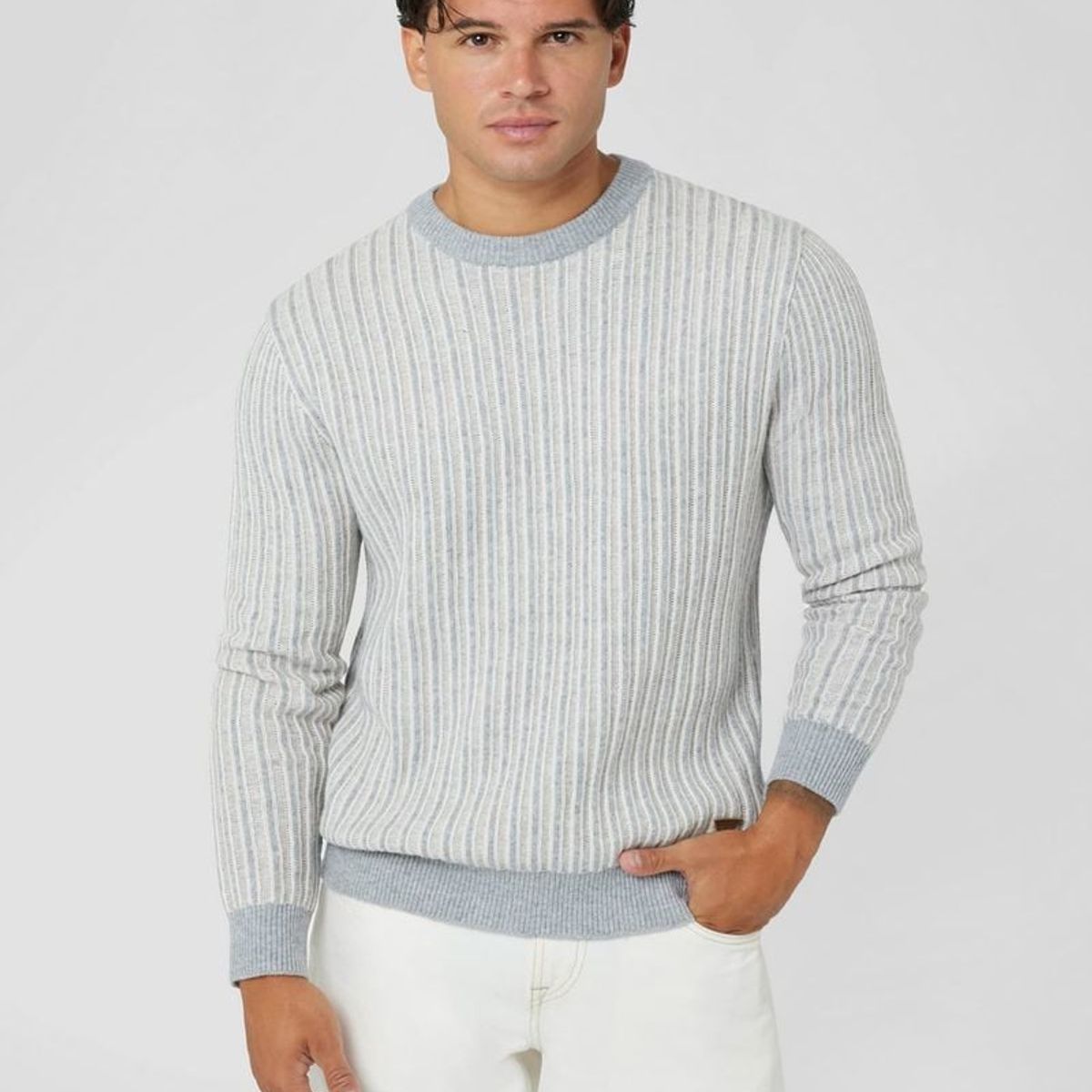 GUESS - Tejido Emmanuel Cn Bi-Color Ribs Swtr Hombre Gris