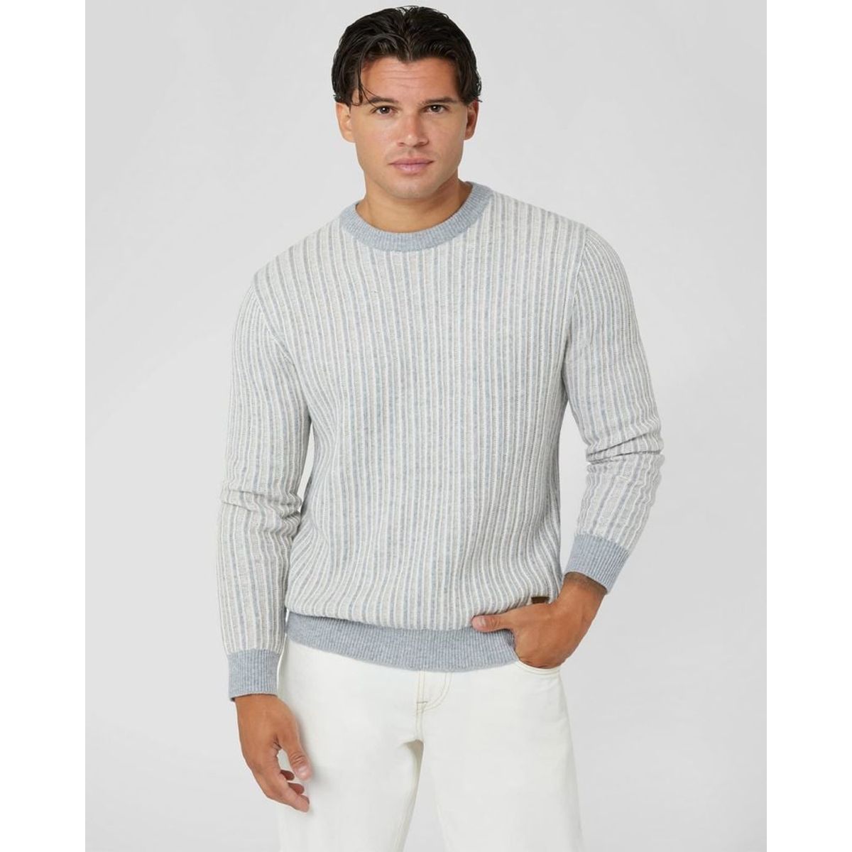 GUESS - Tejido Emmanuel Cn Bi-Color Ribs Swtr Hombre Gris