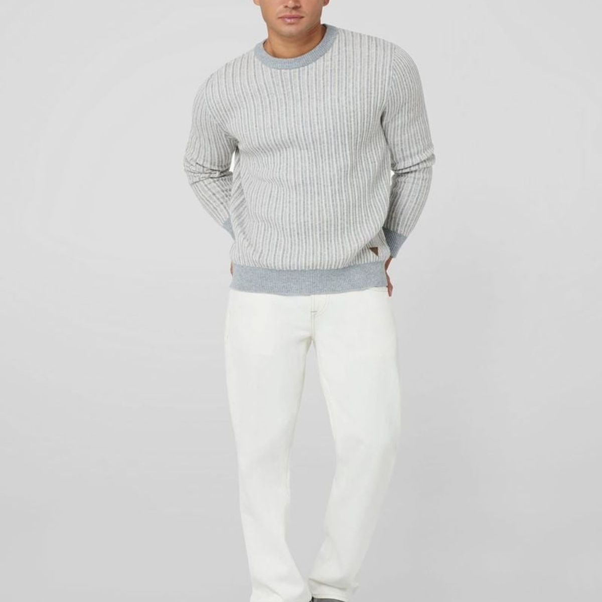 GUESS - Tejido Emmanuel Cn Bi-Color Ribs Swtr Hombre Gris