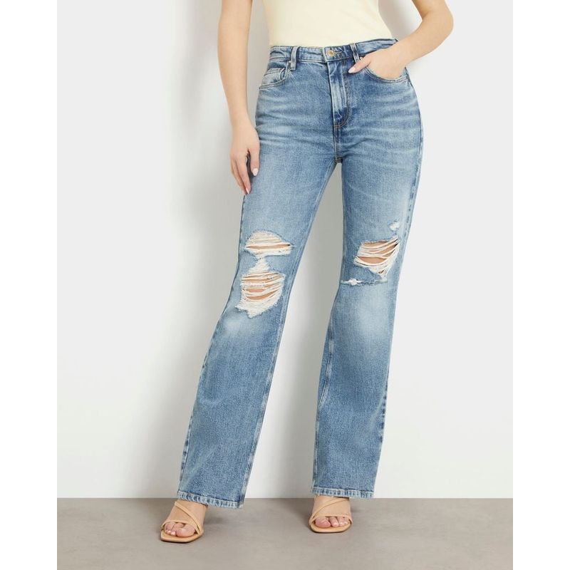 GUESS - Jeans 80S Straight Mujer Azul