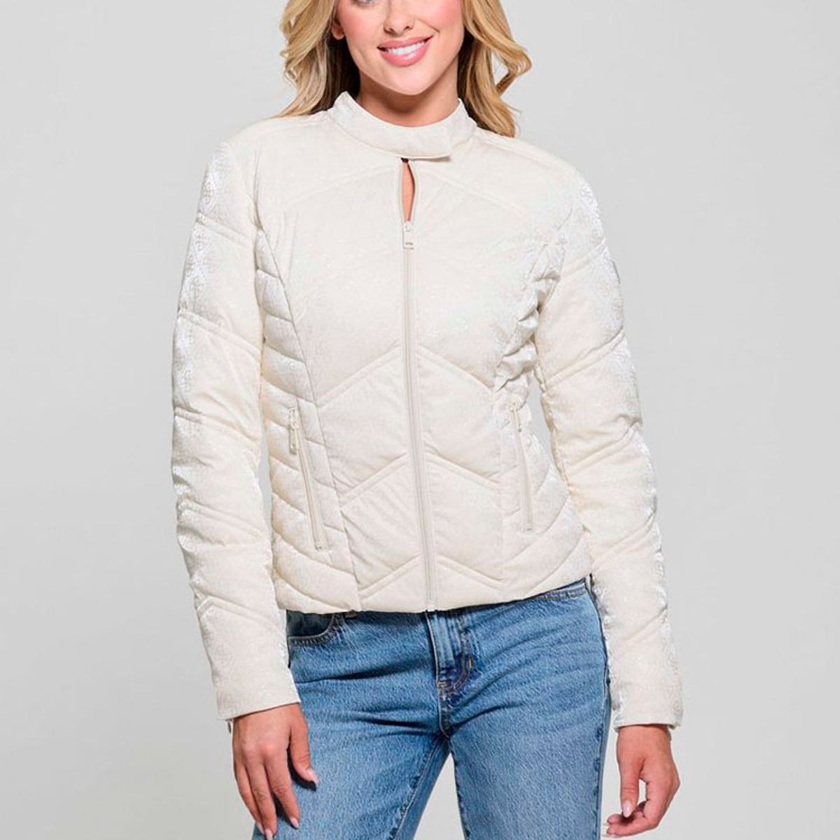 GUESS - Chaqueta New Vona Logo Jacket Mujer Blanco