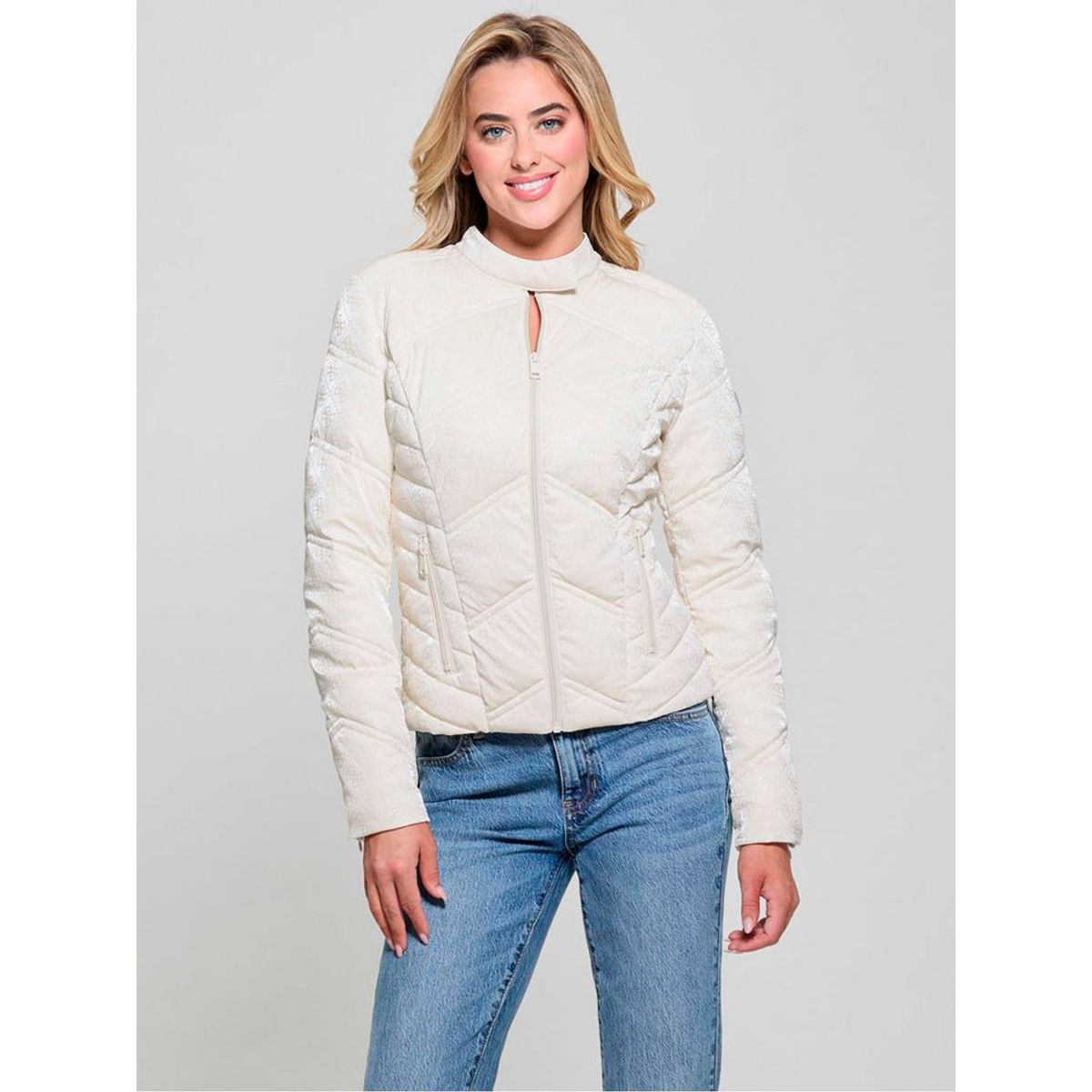 GUESS - Chaqueta New Vona Logo Jacket Mujer Blanco