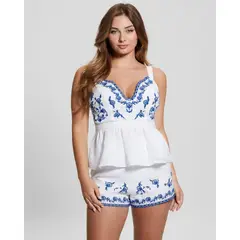 GUESS - Blusa Sl Kaira Peplum Top Mujer Blanco