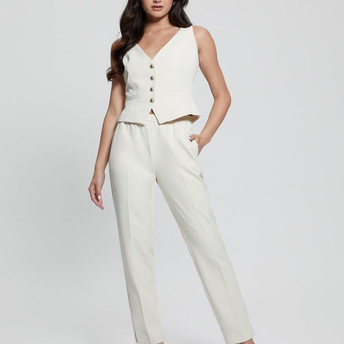 GUESS - Pantalon Roberta Structure Jogger Mujer Café