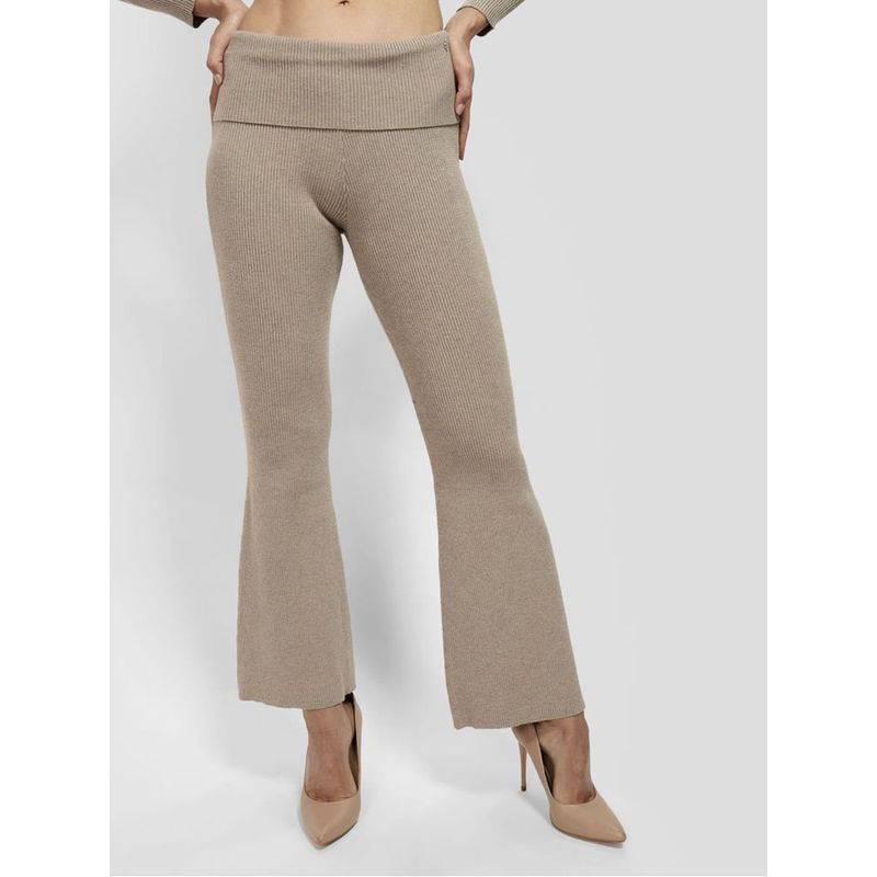 GUESS - Pantalon Foldover Rib Flare Nina Pant Mujer Café