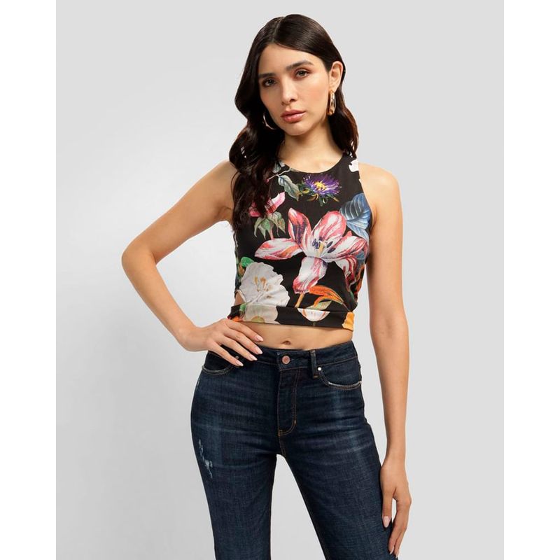 GUESS - Top Sl Cut Out Crop Shayna Top Mujer Multicolor