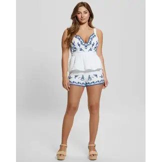 GUESS - Short Kaira Linen Embroidered Short Mujer Blanco