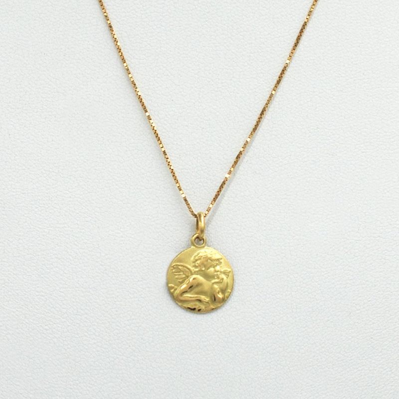 ELLA JOYAS - Conjunto Medalla Angel Oro 18k - 50cm