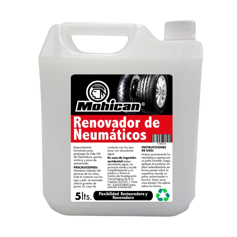 MOHICAN - RENOVADOR DE NEUMÁTICOS Y GOMAS AUTOS 5 LITROS