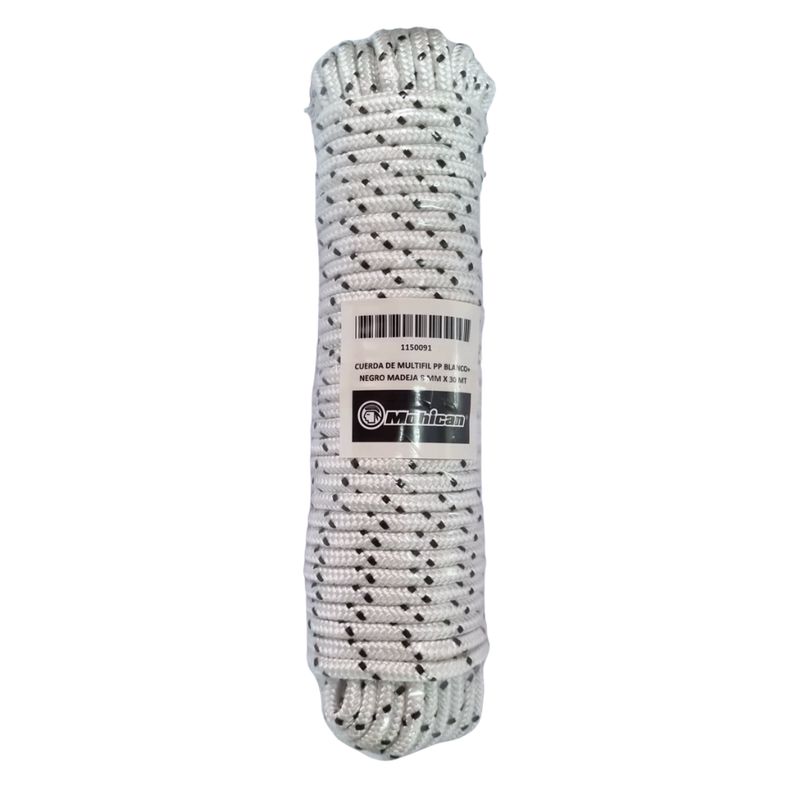 GENERICO - CUERDA DE MULTIFIL PP BLANCO+NEGRO MADEJA 8 MM X 30MT