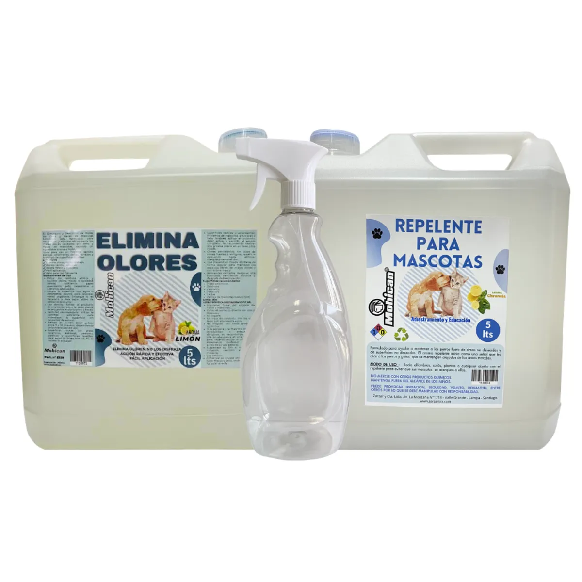 MOHICAN - PROMO REPELENTE 5L + ELIMINADOR OLORES 5L LIMON + ATOMIZ 1L